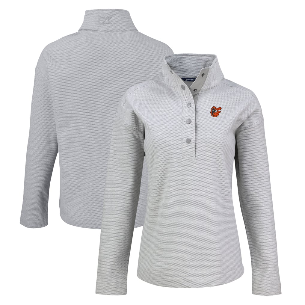 Baltimore Orioles Cutter & Buck Women's Hunts Point Eco Half-Snap Jacket - Gray