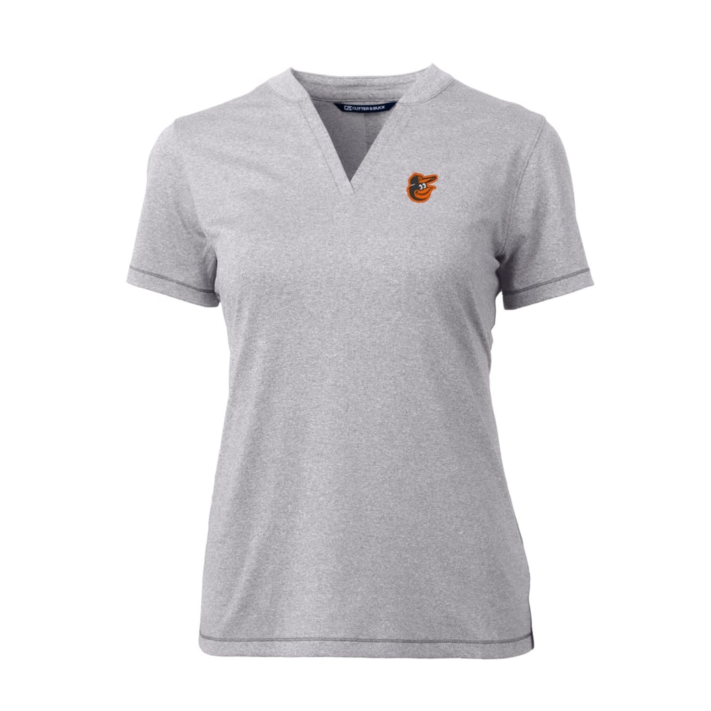 Baltimore Orioles Cutter & Buck Women's DryTec Forge Stretch V-Neck Blade Top - Heather Gray