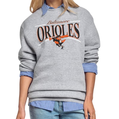 Baltimore Orioles Starter Women's Arch Stripe Fleece Sweatshirt - Gray