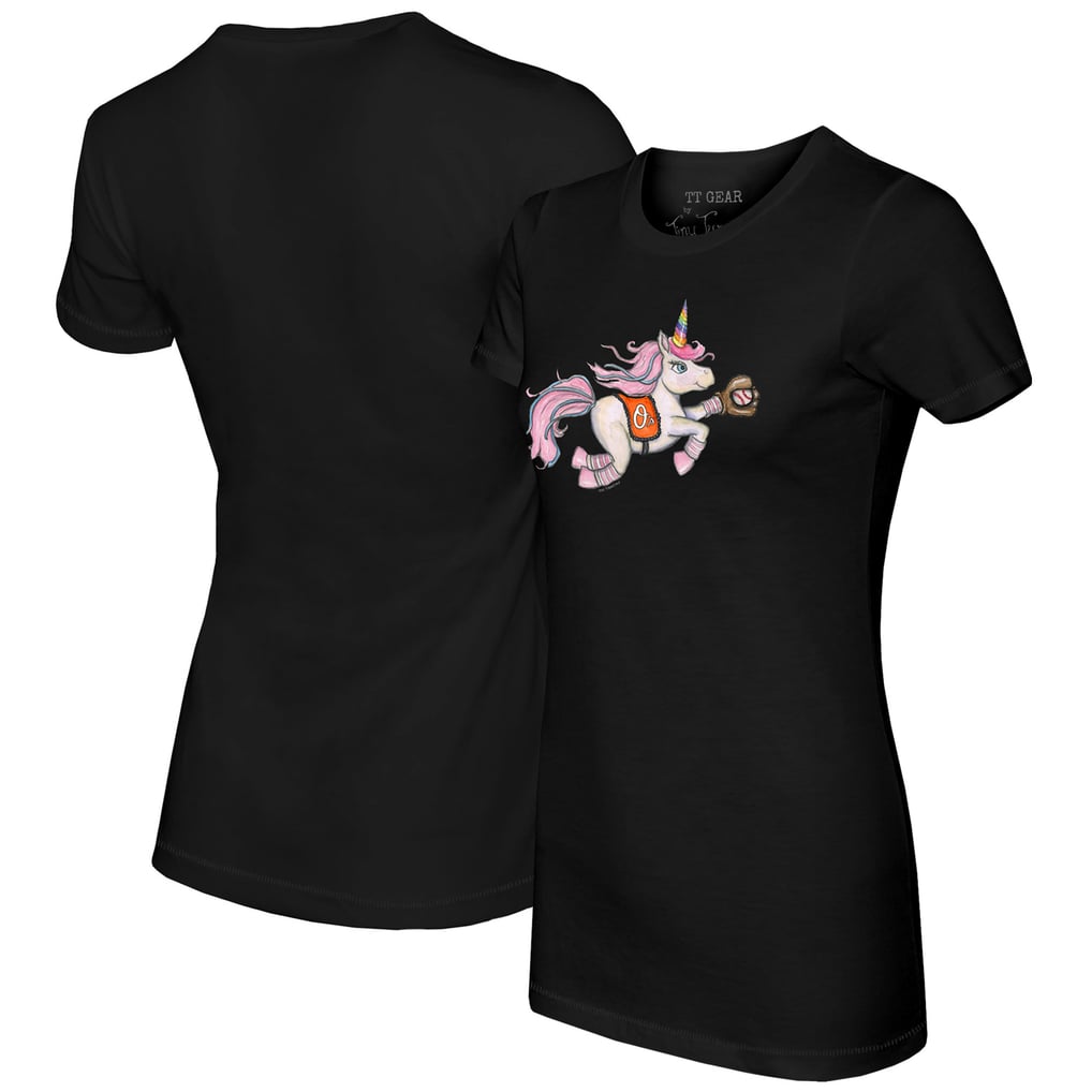 Baltimore Orioles Tiny Turnip Women's Unicorn T-Shirt - Black