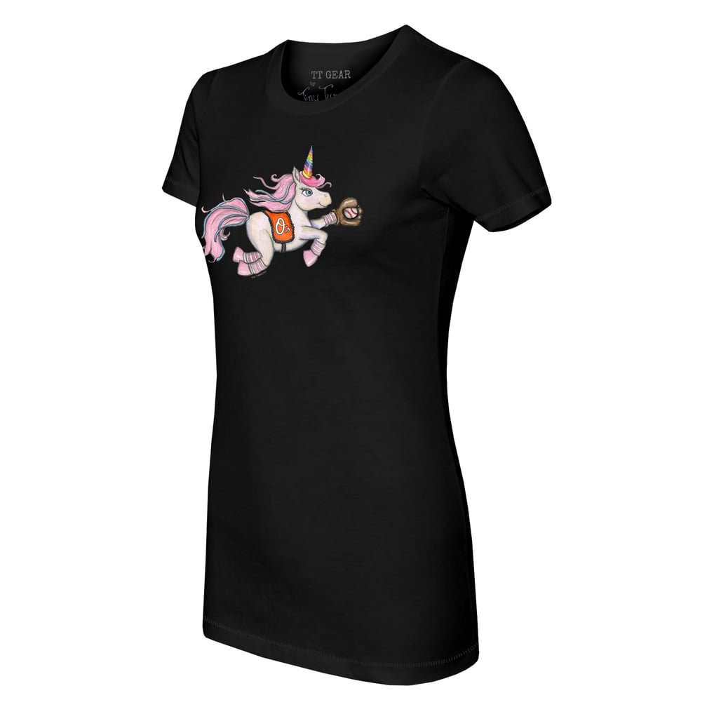 Baltimore Orioles Tiny Turnip Women's Unicorn T-Shirt - Black