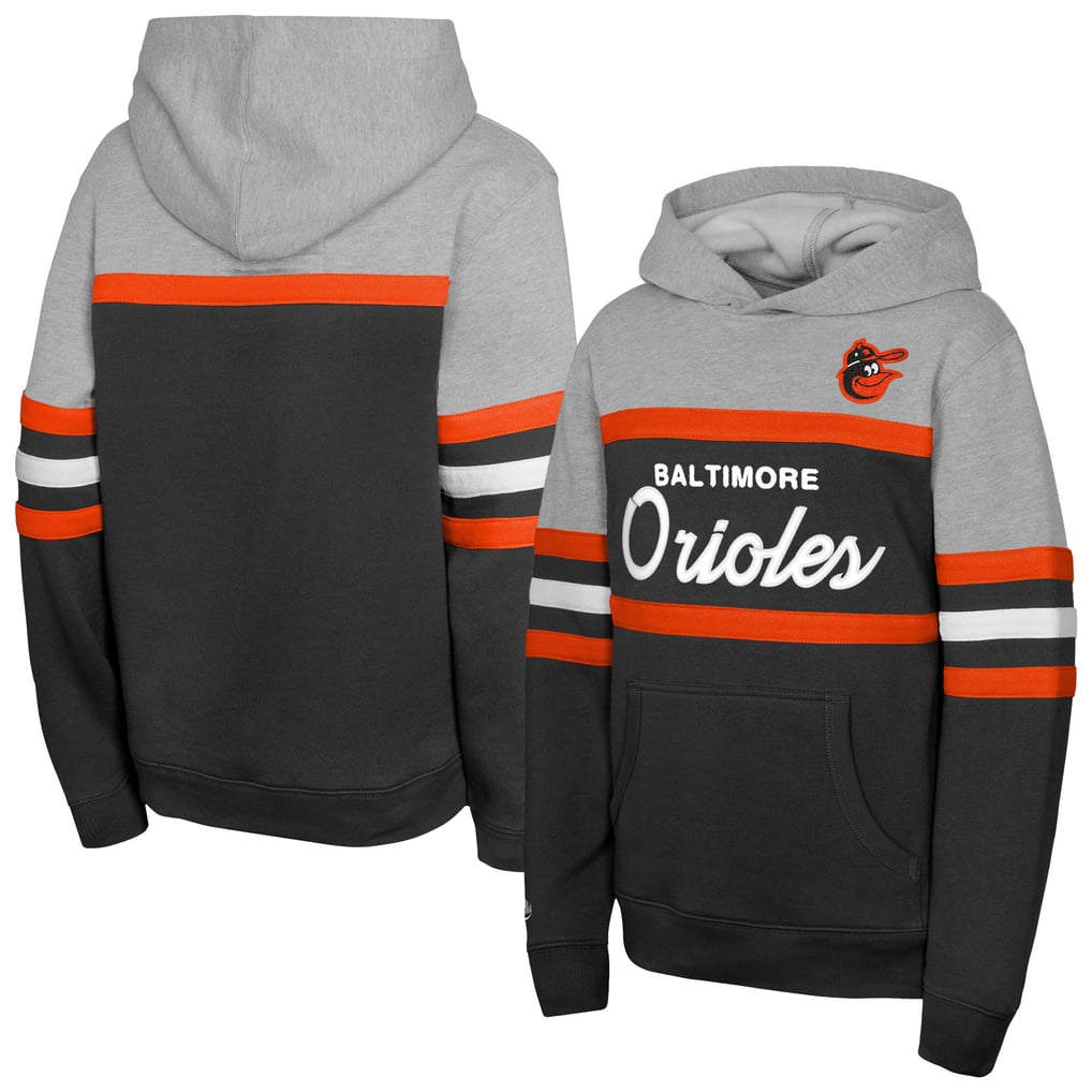 Baltimore Orioles Mitchell & Ness Youth Cooperstown Head Coach Pullover Hoodie - Black/Grey