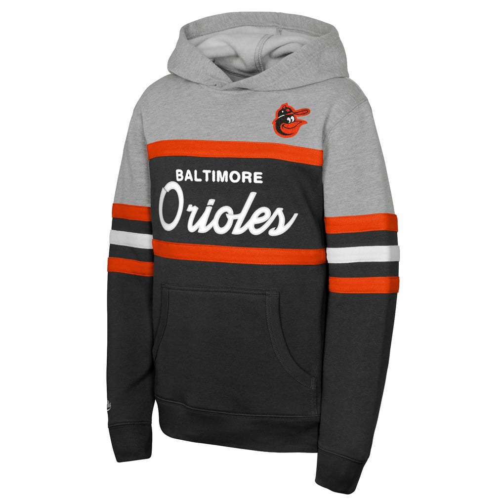Baltimore Orioles Mitchell & Ness Youth Cooperstown Head Coach Pullover Hoodie - Black/Grey