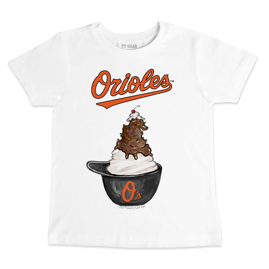 Baltimore Orioles Tiny Turnip Youth Sundae Helmet T-Shirt - White