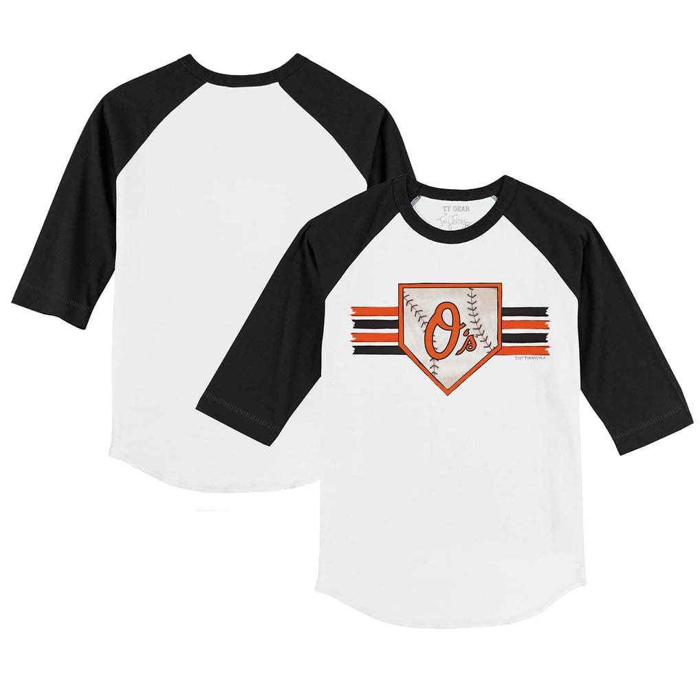 Baltimore Orioles Tiny Turnip Youth Base Stripe 3/4-Sleeve Raglan T-Shirt - White/Black