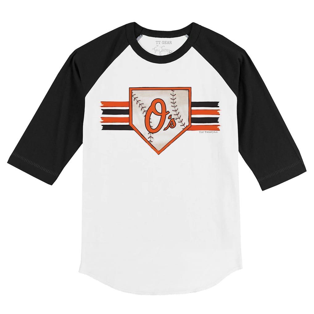 Baltimore Orioles Tiny Turnip Youth Base Stripe 3/4-Sleeve Raglan T-Shirt - White/Black
