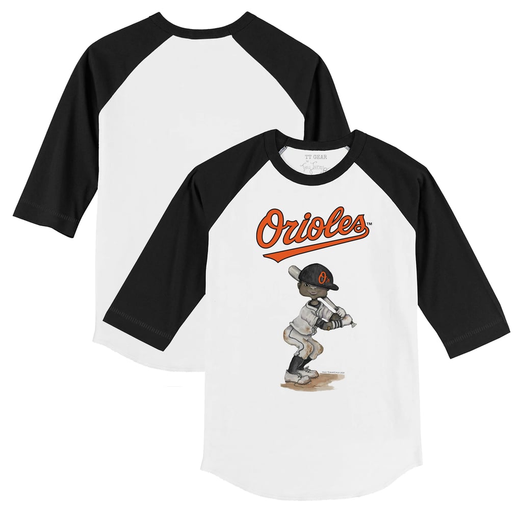 Youth Baltimore Orioles Tiny Turnip White/Black James 3/4-Sleeve Raglan ...