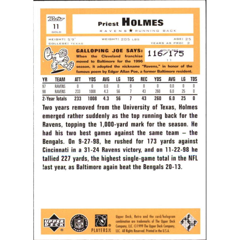 1999 Upper Deck Retro Gold #11 Priest Holmes