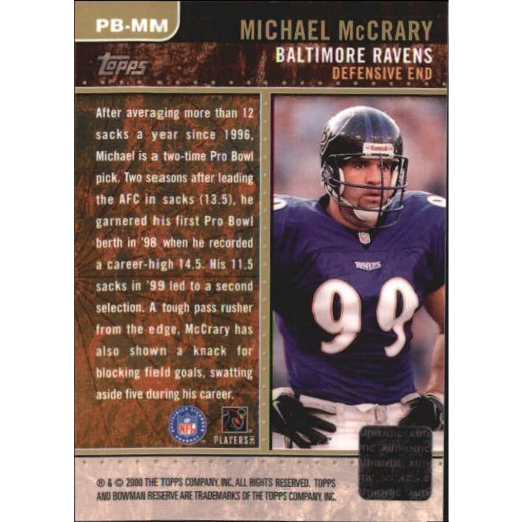 2000 Bowman Reserve Pro Bowl Jerseys #PBMM Michael McCrary
