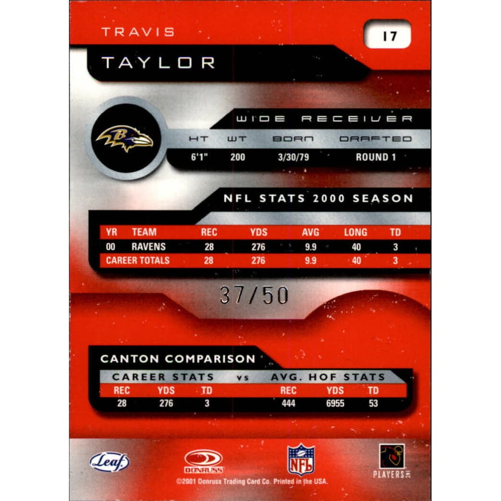 2001 Quantum Leaf Infinity Red #17 Travis Taylor