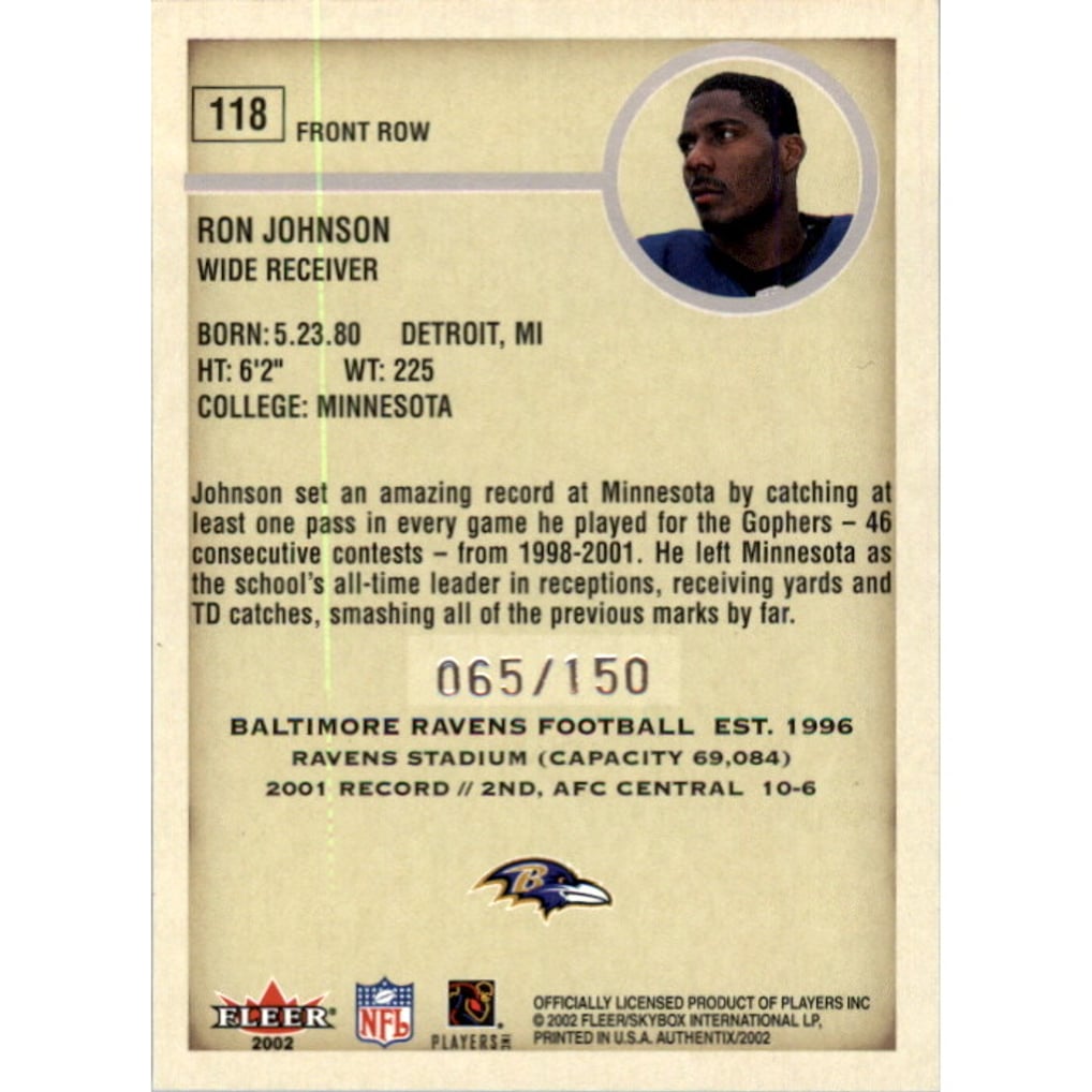2002 Fleer Authentix Front Row #118 Ron Johnson