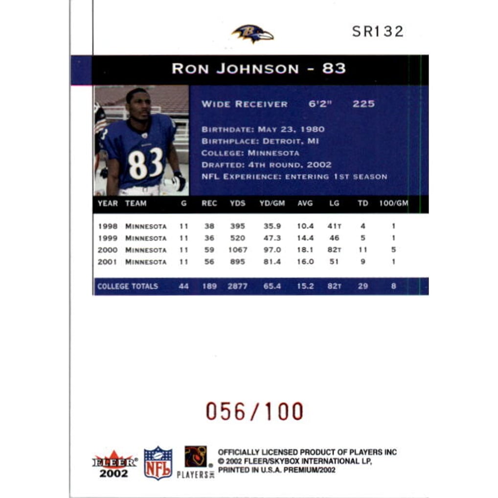 2002 Fleer Premium Star Ruby #132 Ron Johnson