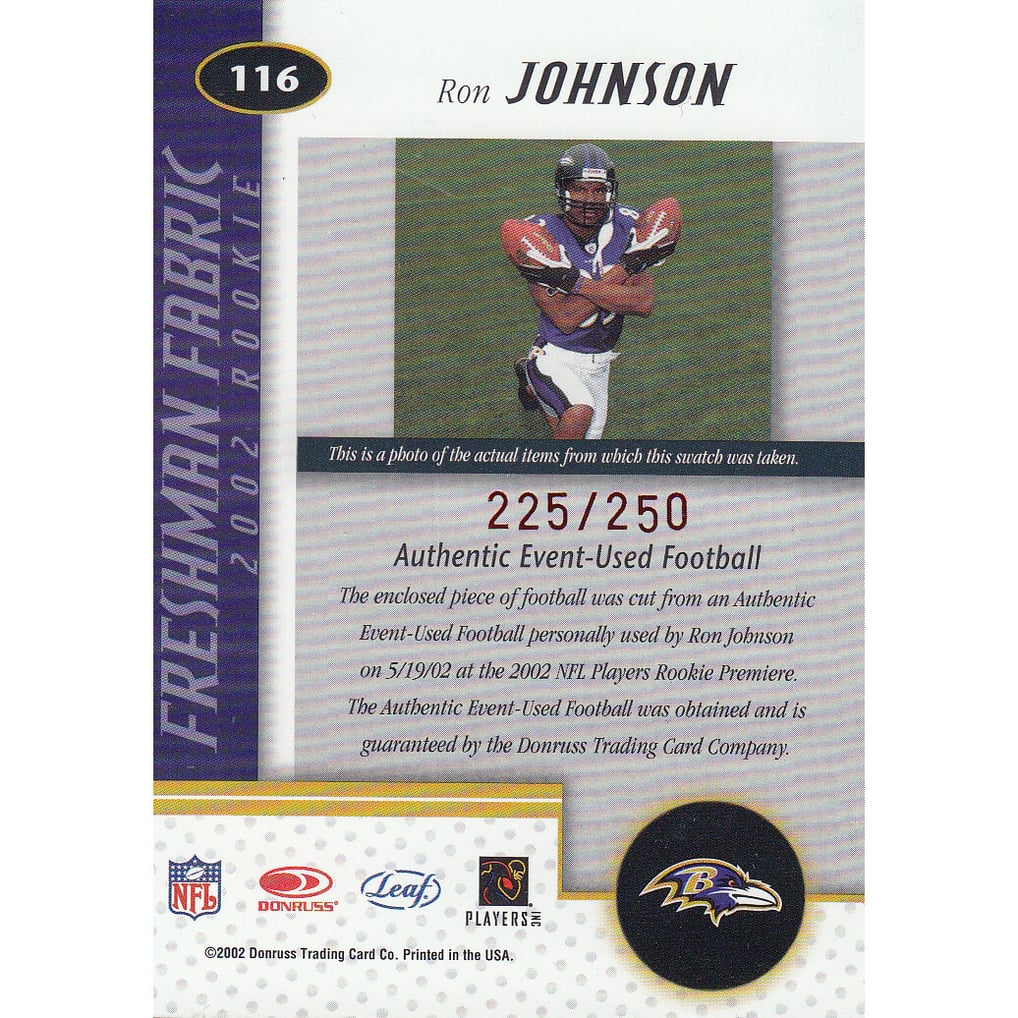 2002 Leaf Certified Mirror Red Materials #116 Ron Johnson