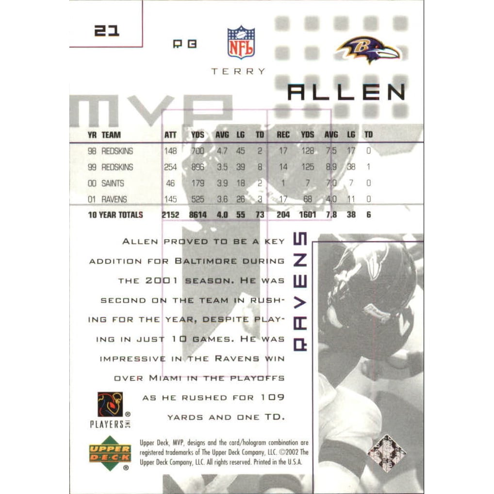 2002 Upper Deck MVP Silver #21 Terry Allen