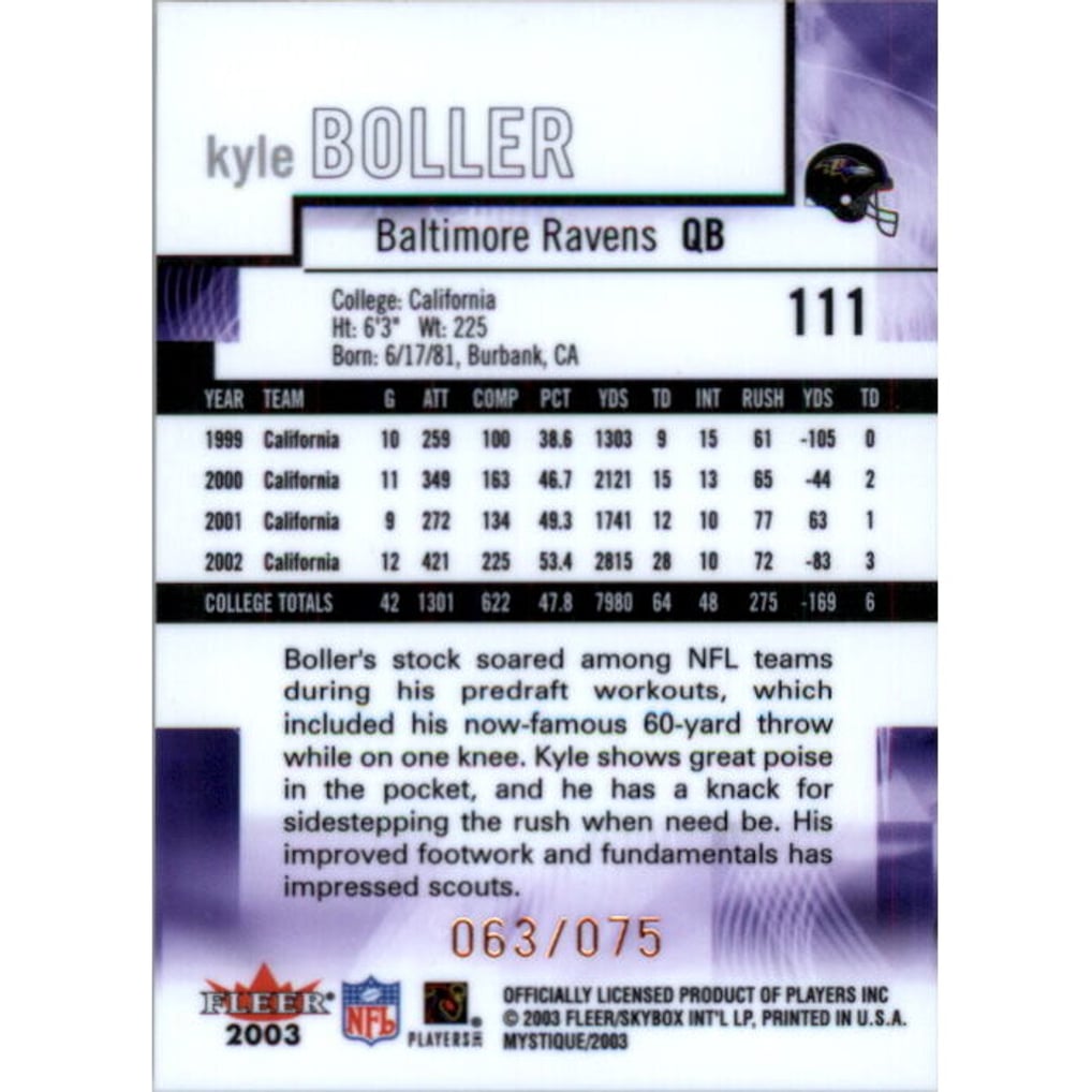 2003 Fleer Mystique Gold #111 Kyle Boller