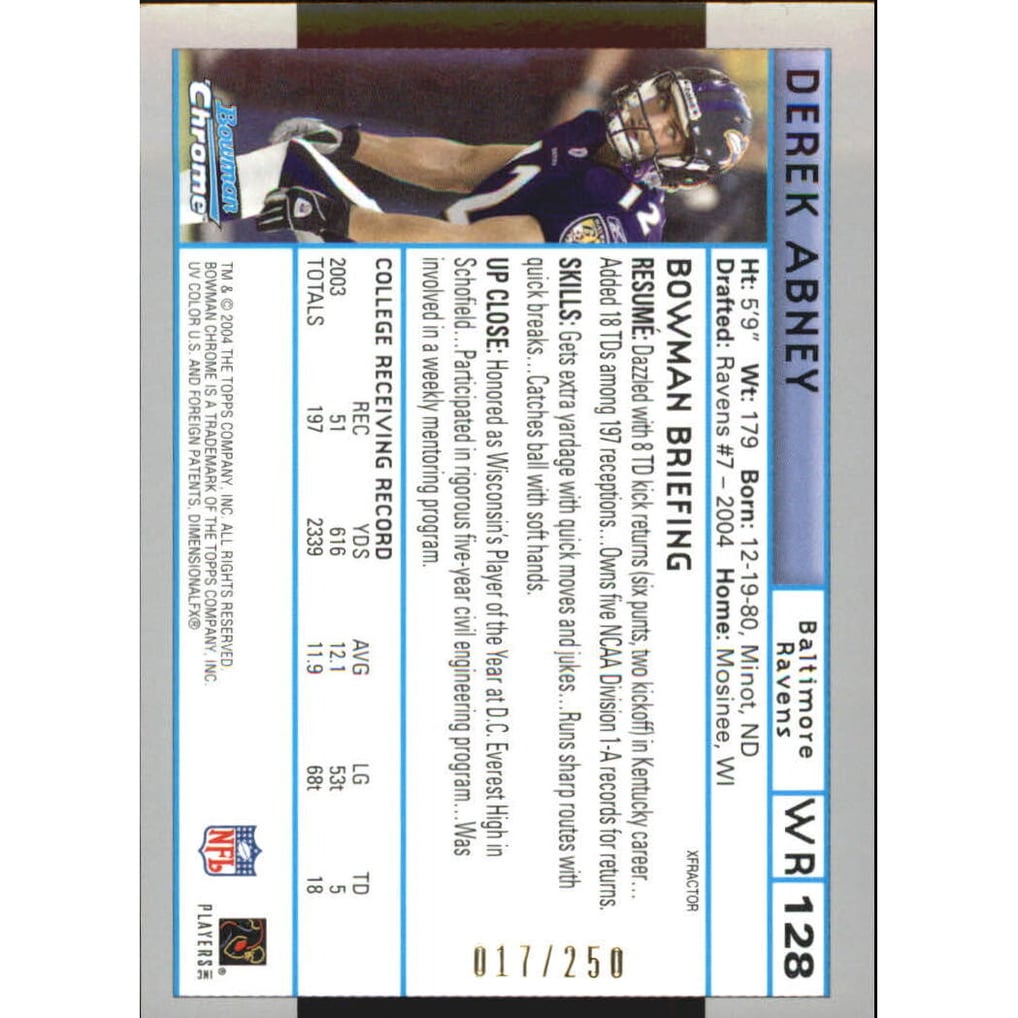 2004 Bowman Chrome Xfractors #128 Derek Abney