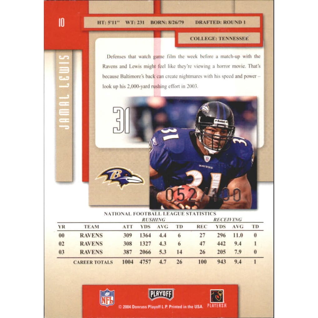 2004 Playoff Prestige Xtra Points Red #10 Jamal Lewis