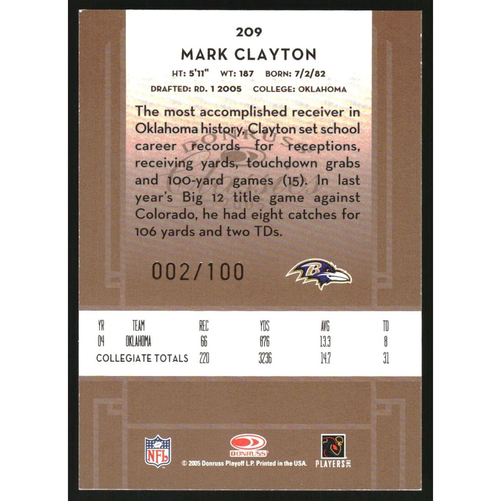 2005 Donruss Classics Timeless Tributes Bronze #209 Mark Clayton