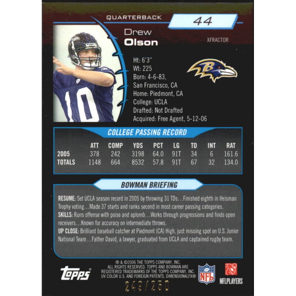 2006 Bowman Chrome Xfractors #44 Drew Olson