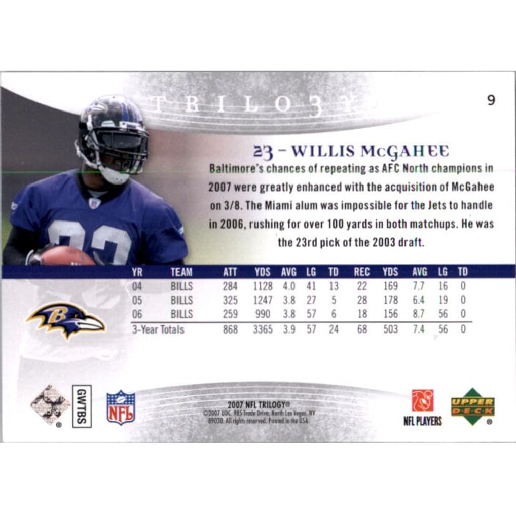 2007 Upper Deck Trilogy Gold #9 Willis McGahee