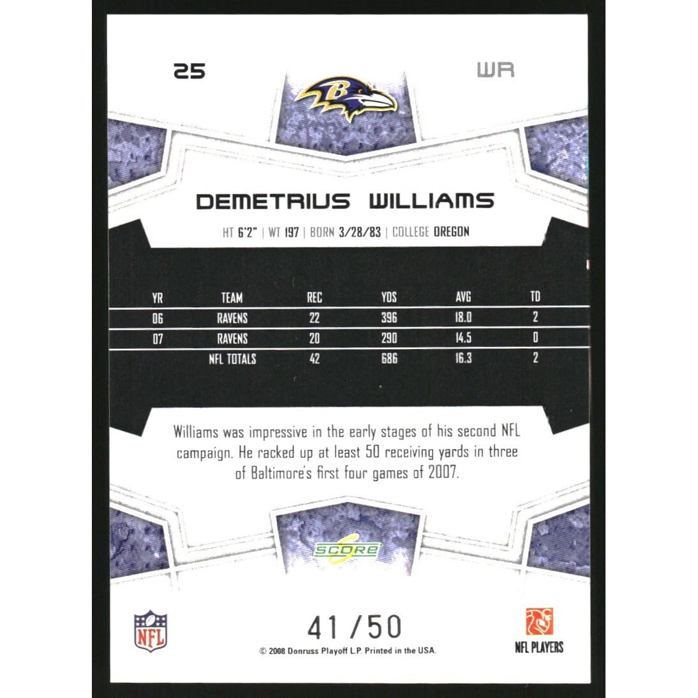 2008 Select Gold Zone #25 Demetrius Williams