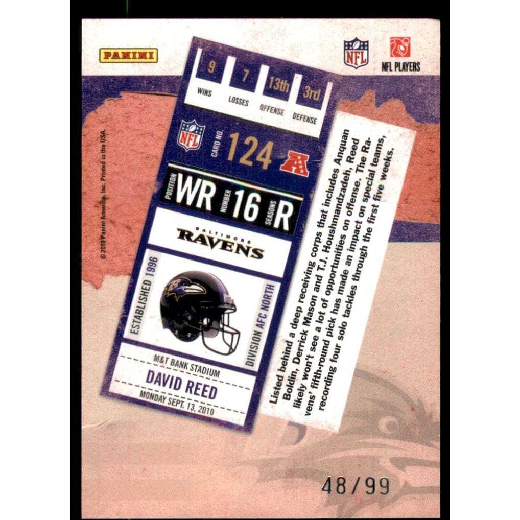 2010 Playoff Contenders Playoff Ticket #124 David Reed