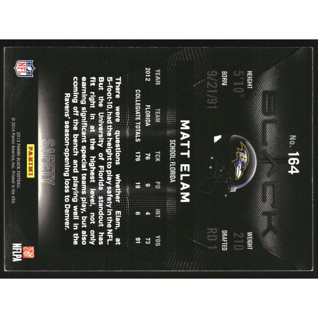 2013 Panini Black Platinum #164 Matt Elam