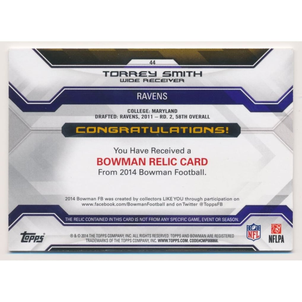 2014 Bowman Relics Gold #44 Torrey Smith
