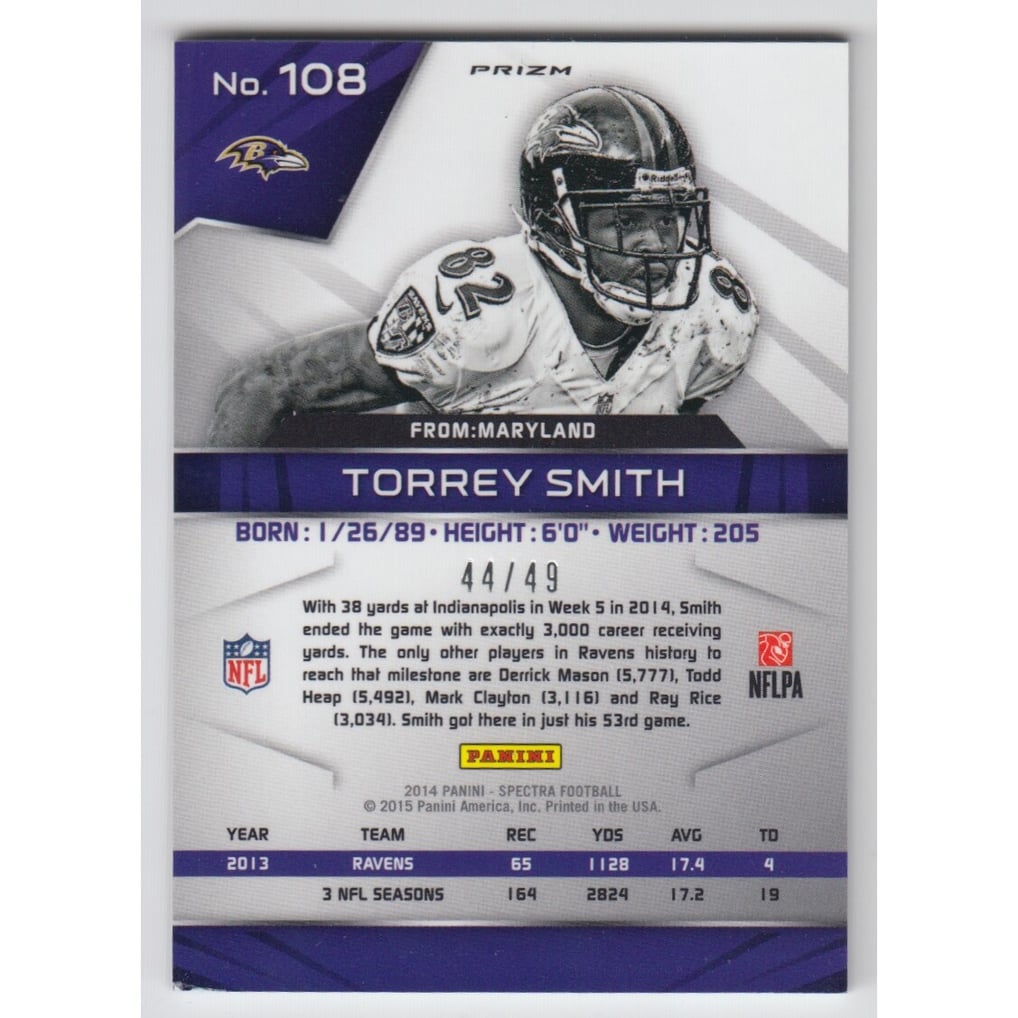 2014 Panini Spectra Prizms Blue #108 Torrey Smith