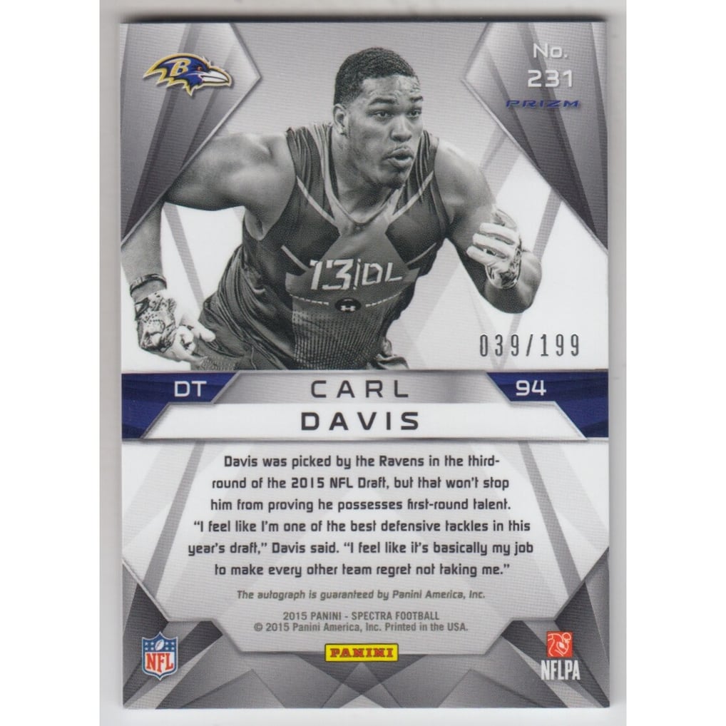 2015 Panini Spectra #231 Carl Davis AU