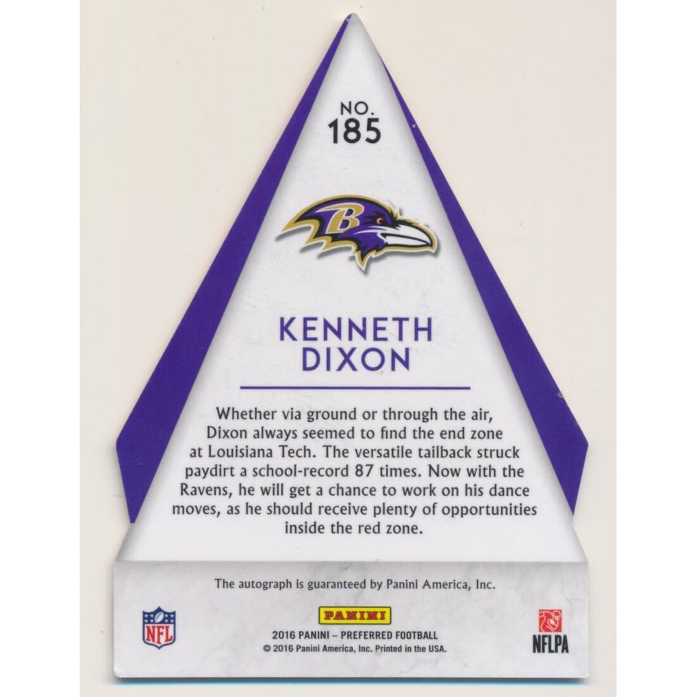 2016 Panini Preferred #185 Kenneth Dixon PC AU/99