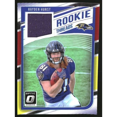 2018 Donruss Optic Rookie Threads Red and Yellow #34 Hayden Hurst