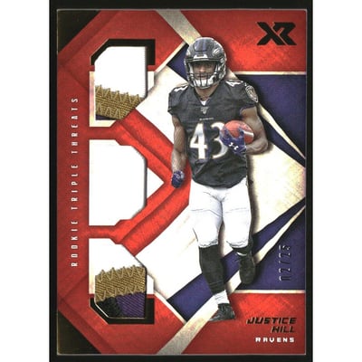 2019 Panini XR Rookie Triple Threats Materials Orange #29 Justice Hill