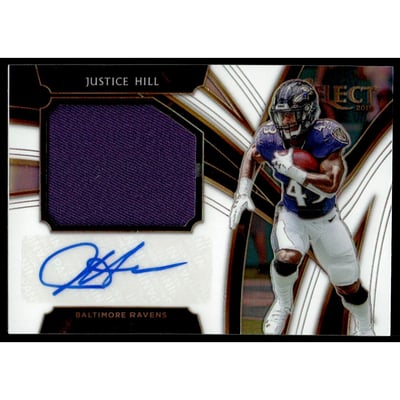 2019 Select Jumbo Rookie Signature Swatches Prizm White #30 Justice Hill/35