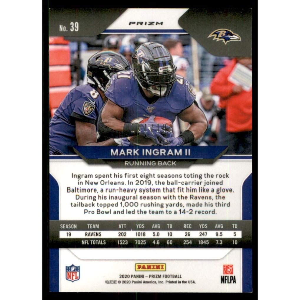 2020 Panini Prizm Prizms Blue Wave #39 Mark Ingram II