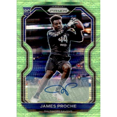 2020 Panini Prizm Rookie Autographs Prizms Neon Green Pulsar #382 James Proche