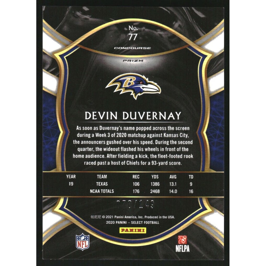 2020 Select Prizm Maroon #77 Devin Duvernay