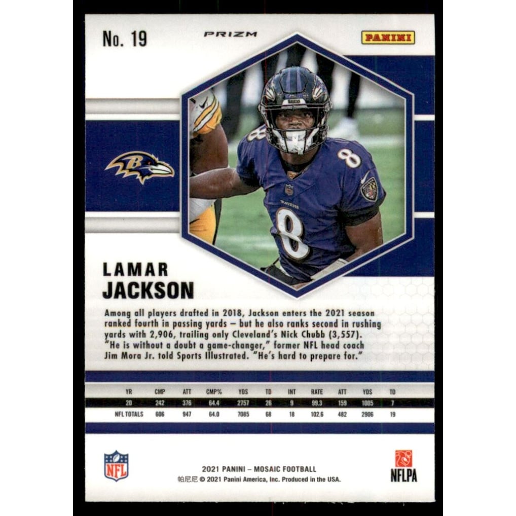2021 Panini Mosaic Silver #19 Lamar Jackson