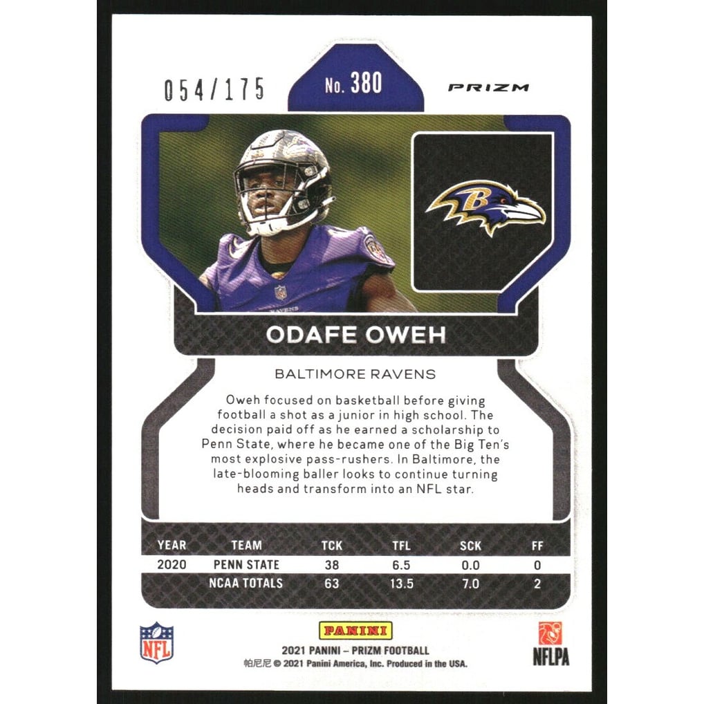 2021 Panini Prizm Prizms Hyper #380 Odafe Oweh