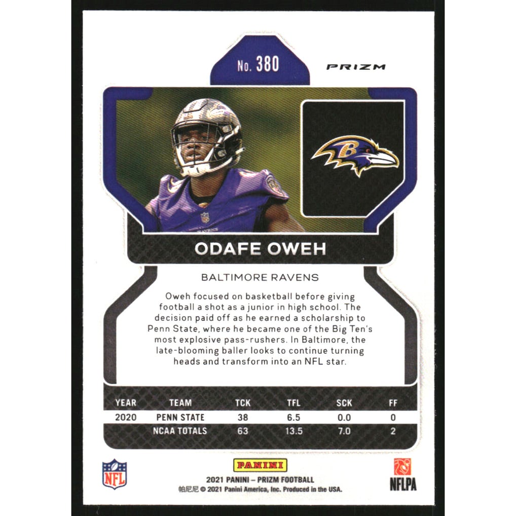 2021 Panini Prizm Prizms Lazer #380 Odafe Oweh
