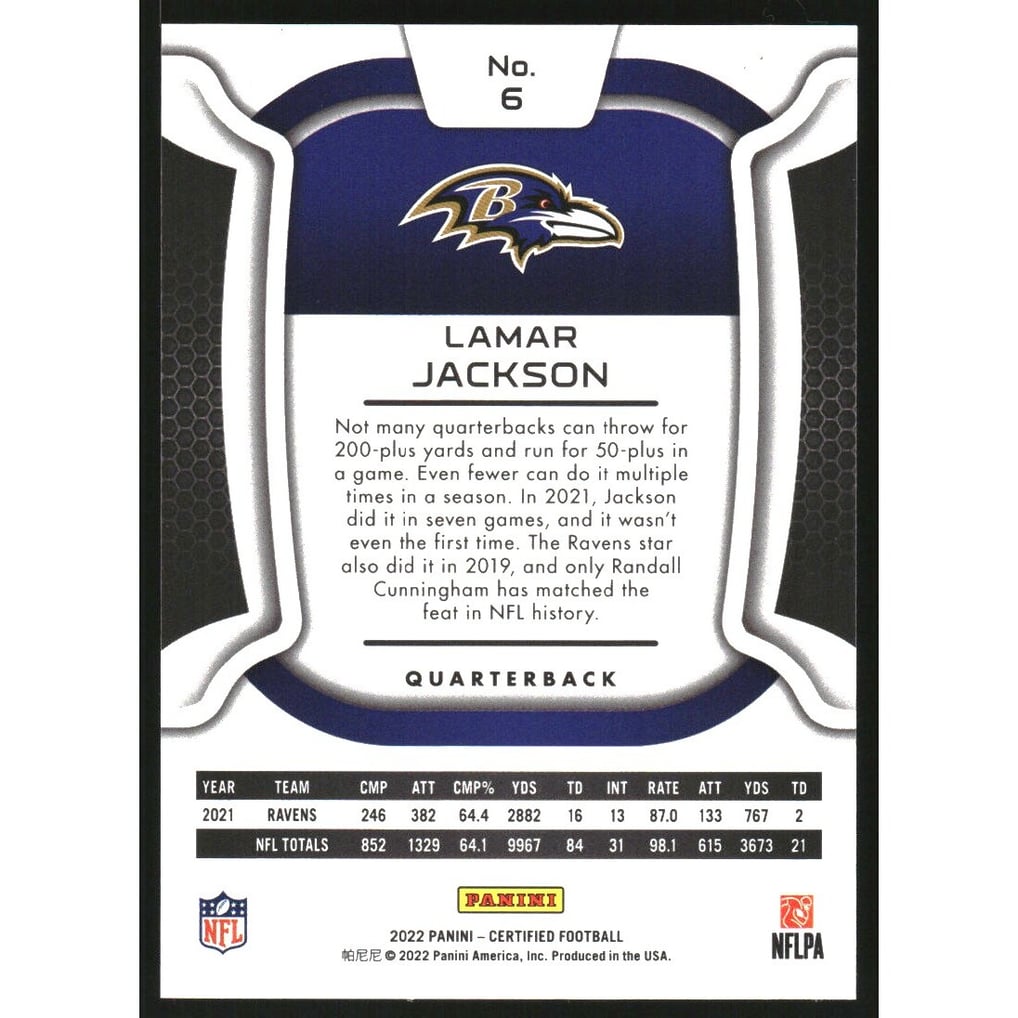 2022 Certified Mirror Bronze #6 Lamar Jackson