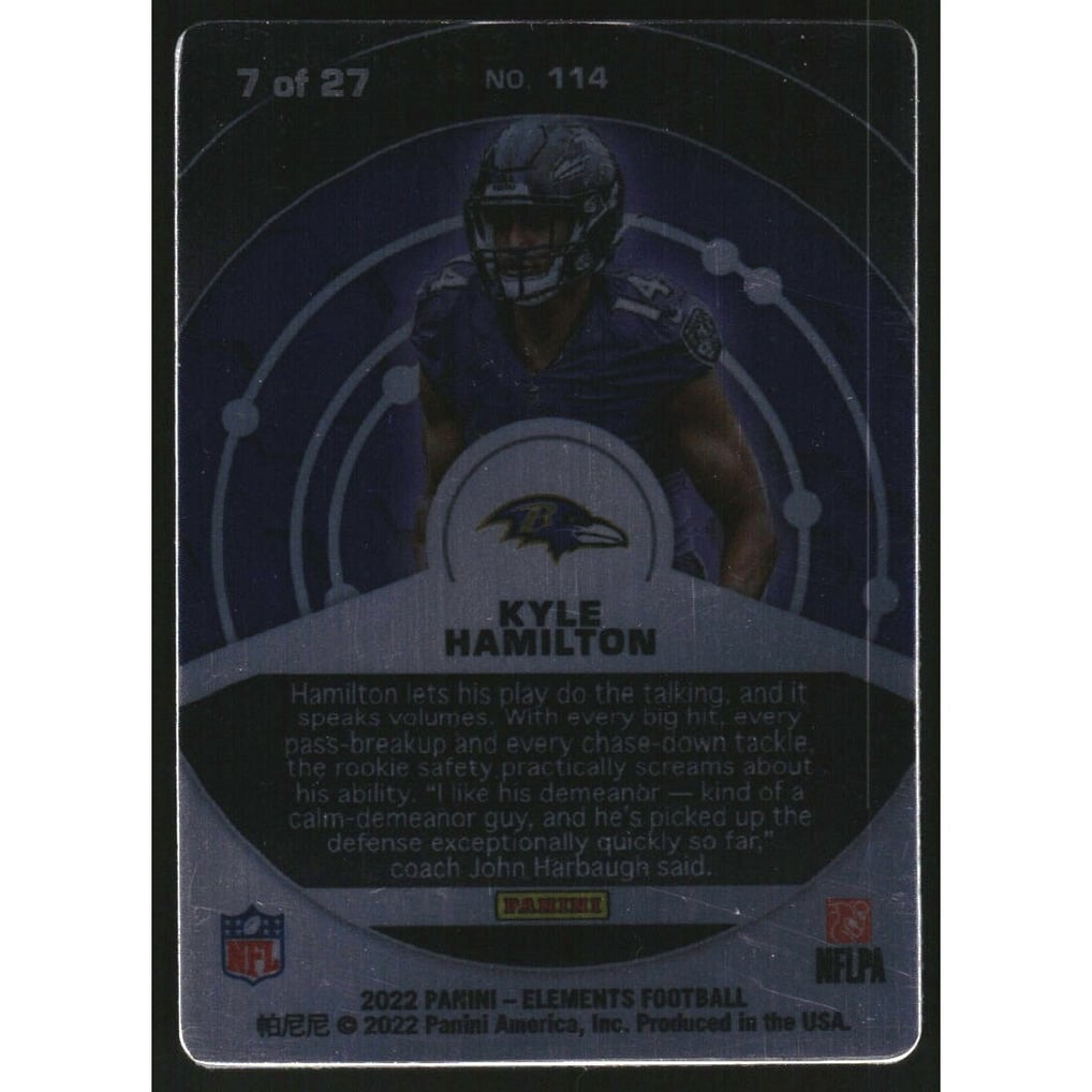 2022 Panini Elements Cobalt #114 Kyle Hamilton