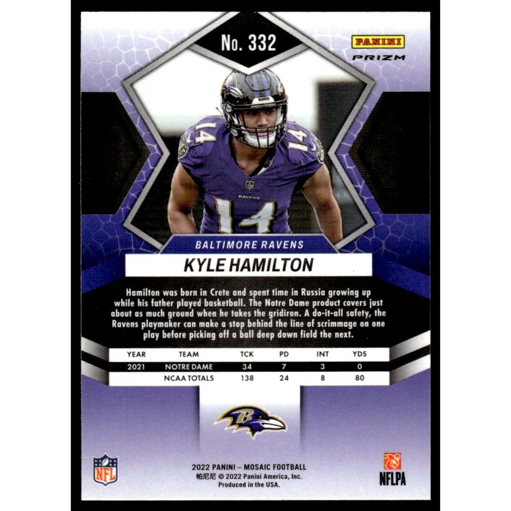 2022 Panini Mosaic Silver #332 Kyle Hamilton