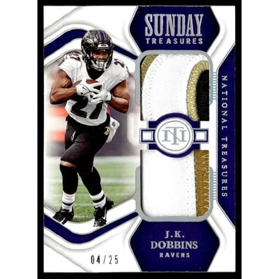 2022 Panini National Treasures Sunday Treasures Materials Prime Holo Silver #21 J.K. Dobbins