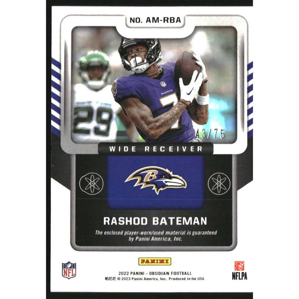 2022 Panini Obsidian Atomic Materials Electric Etch Orange #16 Rashod Bateman