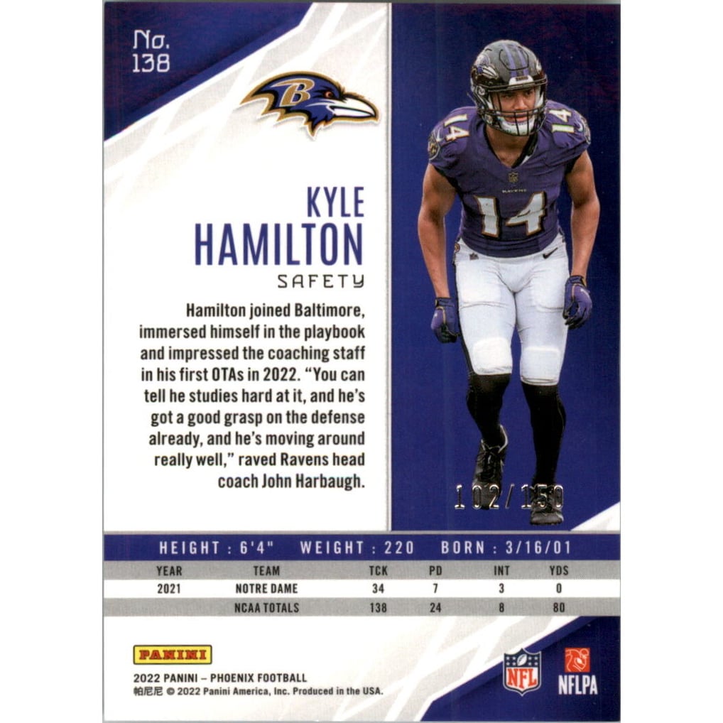 2022 Panini Phoenix Teal #138 Kyle Hamilton