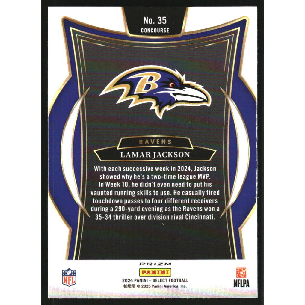 2024 Select Prizm Red and Blue Shock #35 Lamar Jackson