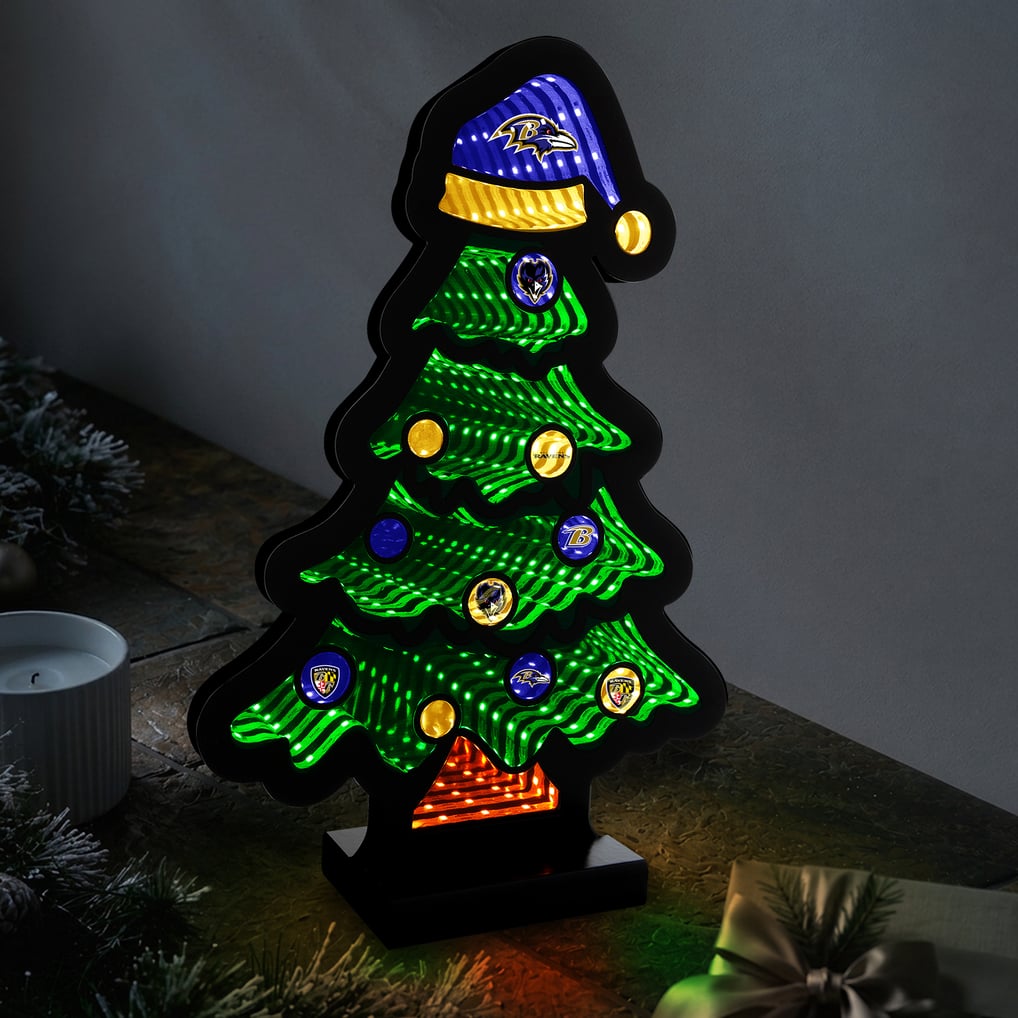 Baltimore Ravens 12" Christmas Tree LED Infinity Light