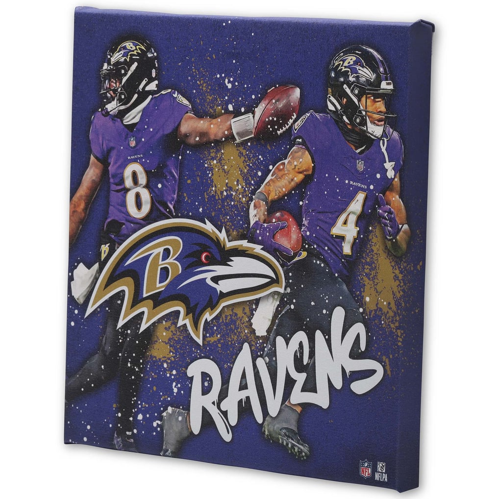 Baltimore Ravens 12" x 12" Team Logo and Players Splash Canvas Art