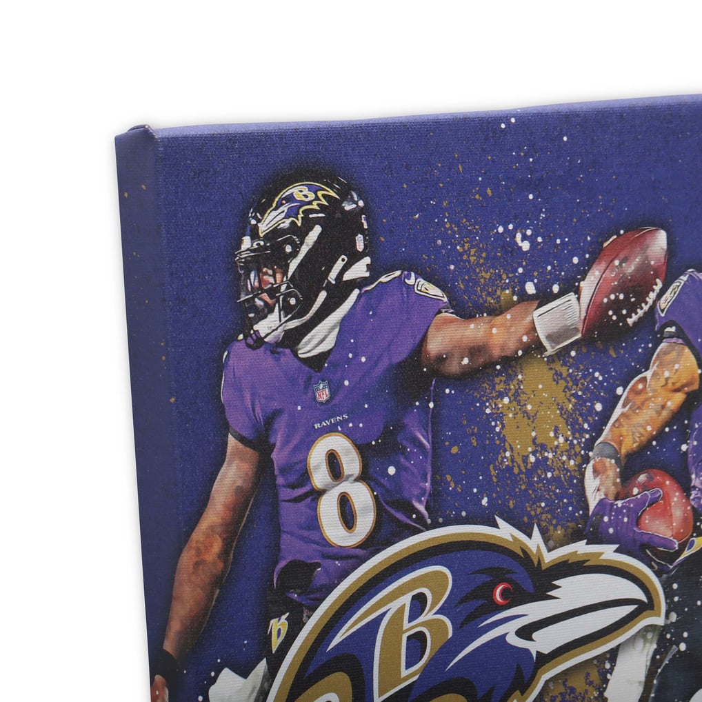 Baltimore Ravens 12" x 12" Team Logo and Players Splash Canvas Art